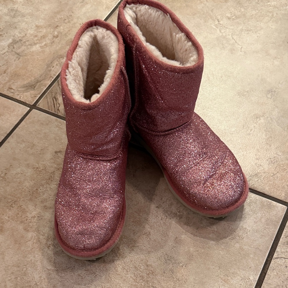 UGG Sparkly Pink Boots with Faux Fur Lining